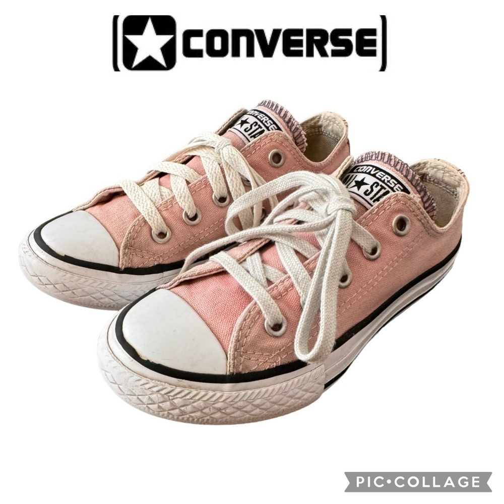 Converse All Star kids low top light pink canvas sneakers shoes size 12